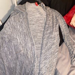 grey cardigan